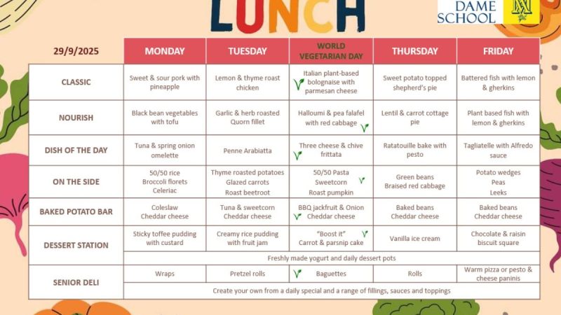 Lunch Menu Sep 29