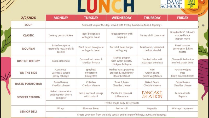 School Lunch Menu Feb 2