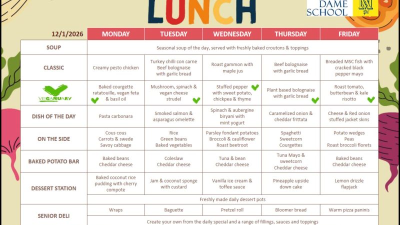 Lunch Menu Jan 12th