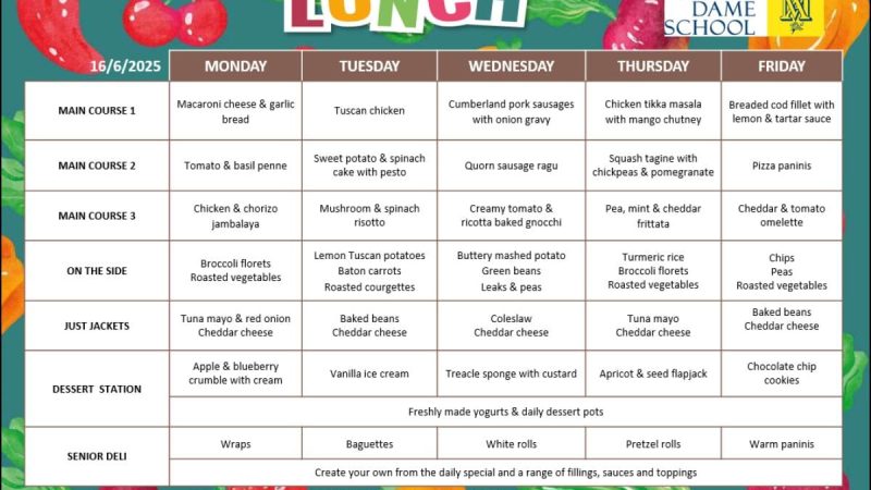 School Lunch Menu June 16th