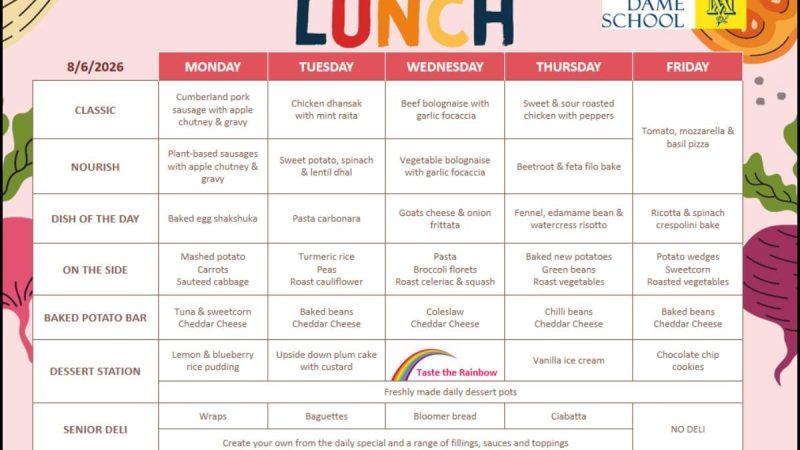 School Lunch Menu June 8th