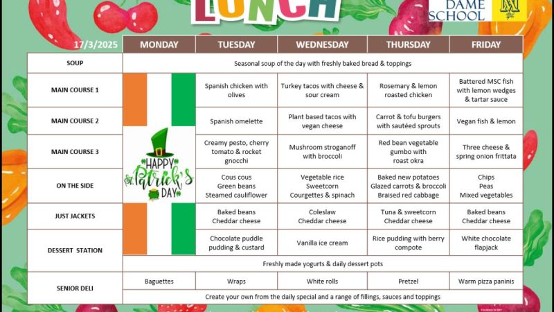 School Lunch Menu March 17