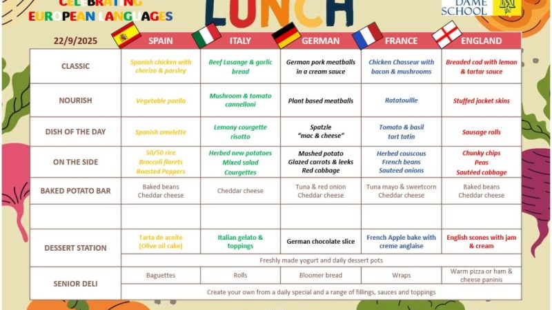 Lunch Menu Sep 29