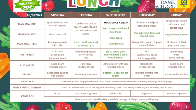 School Lunch Menu June 10th