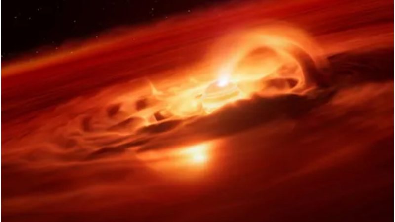 An artist's impression of Cha 1107-7626 accreting material. (Image credit: ESO/L. Calçada/M. Kornmesser)