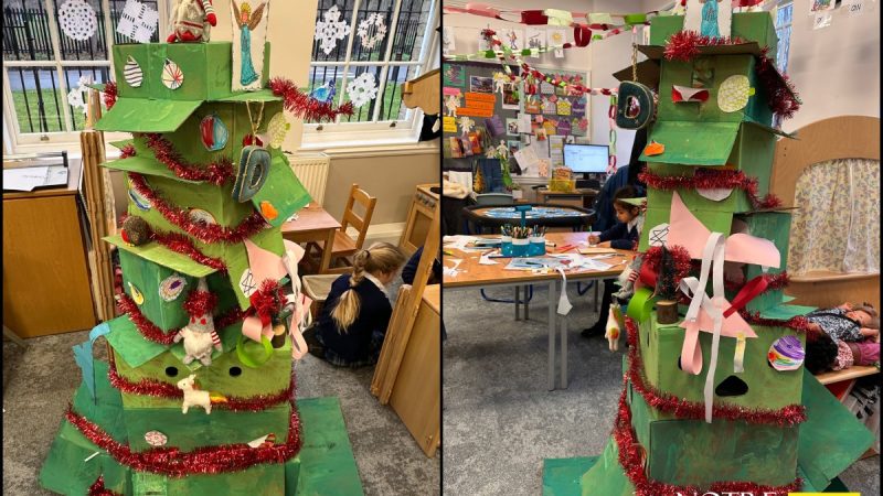 Y1 Christmas Recycled Tree